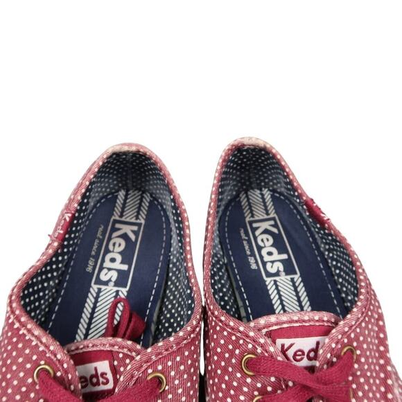 Keds Shoes Womens 8.5 Sneakers Casual Canvas Low Lace Up Polka Dot Red Trainers - Picture 3 of 11